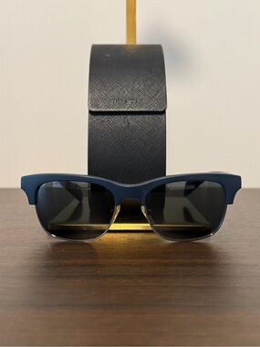 Prada SPR 11P Matte Navy Blue Semi Rimless Sunglasses Italy - Authentic